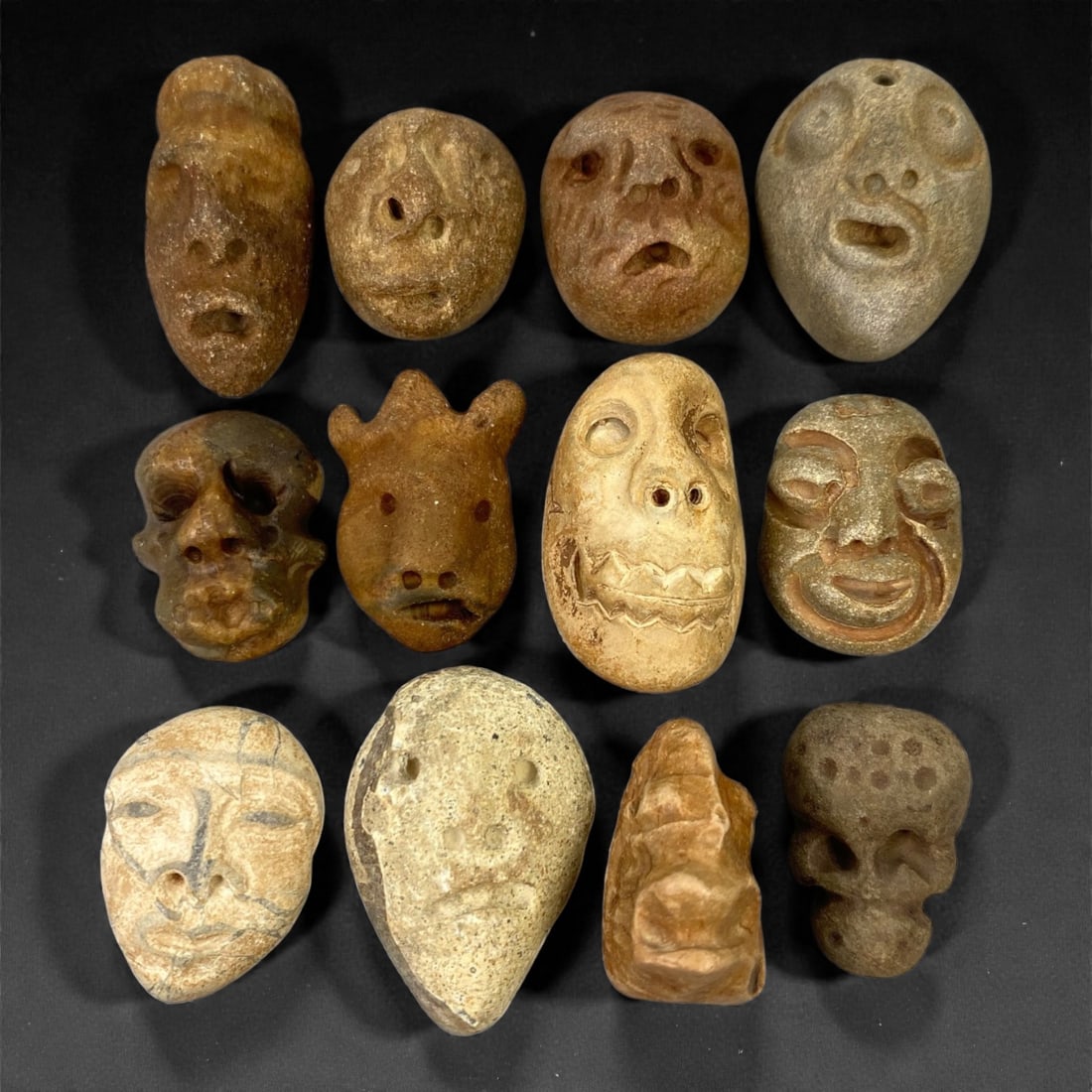 A Lot of Ancient Mediterranean Stone Maskettes, 12th-17th Century, 2.3-3.5cm, 48V (1 of 1)
