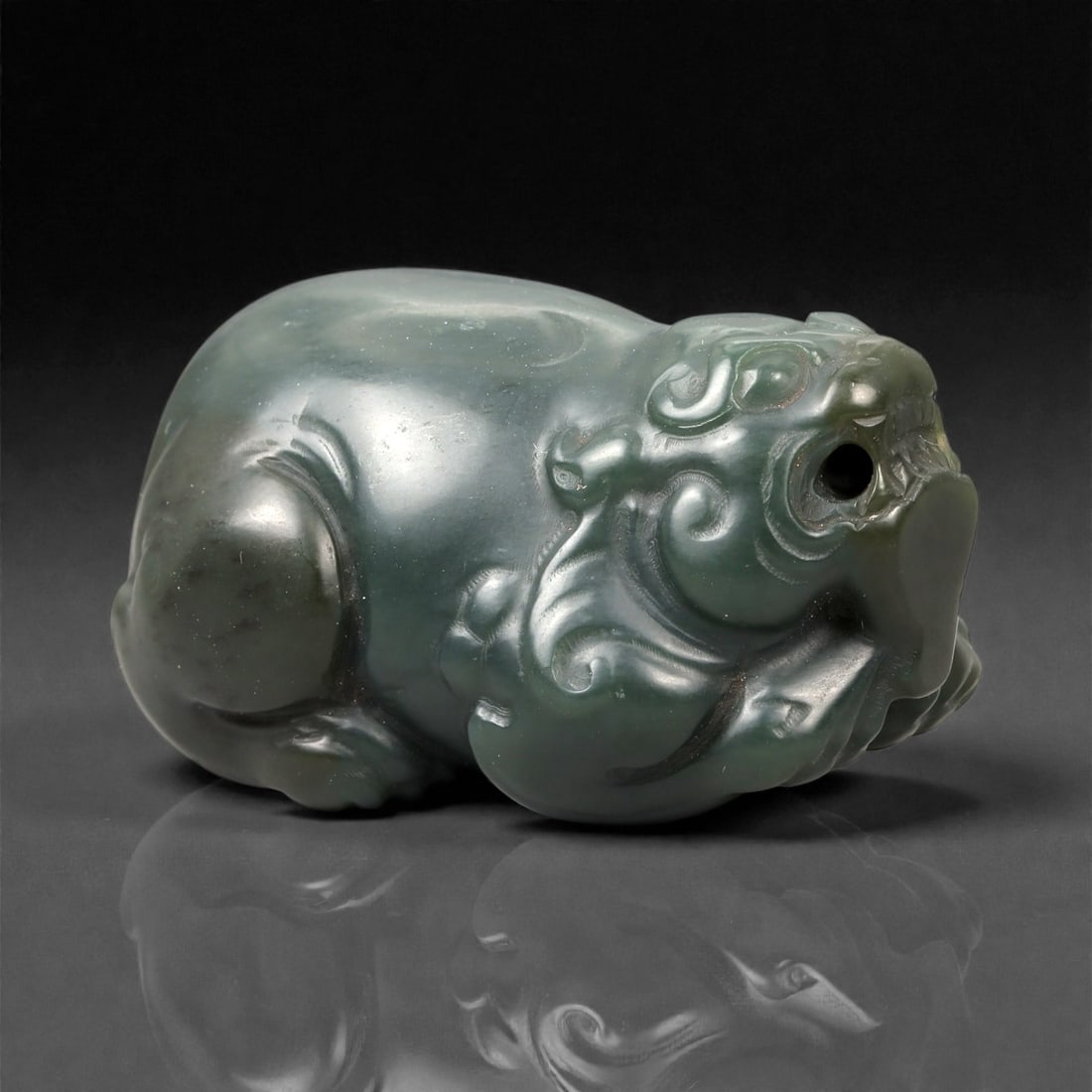 Chinese Jade Pixiu Beast - Carved Animal Figurine 4.7cm, 30ZE, 30ZE (1 of 2)
