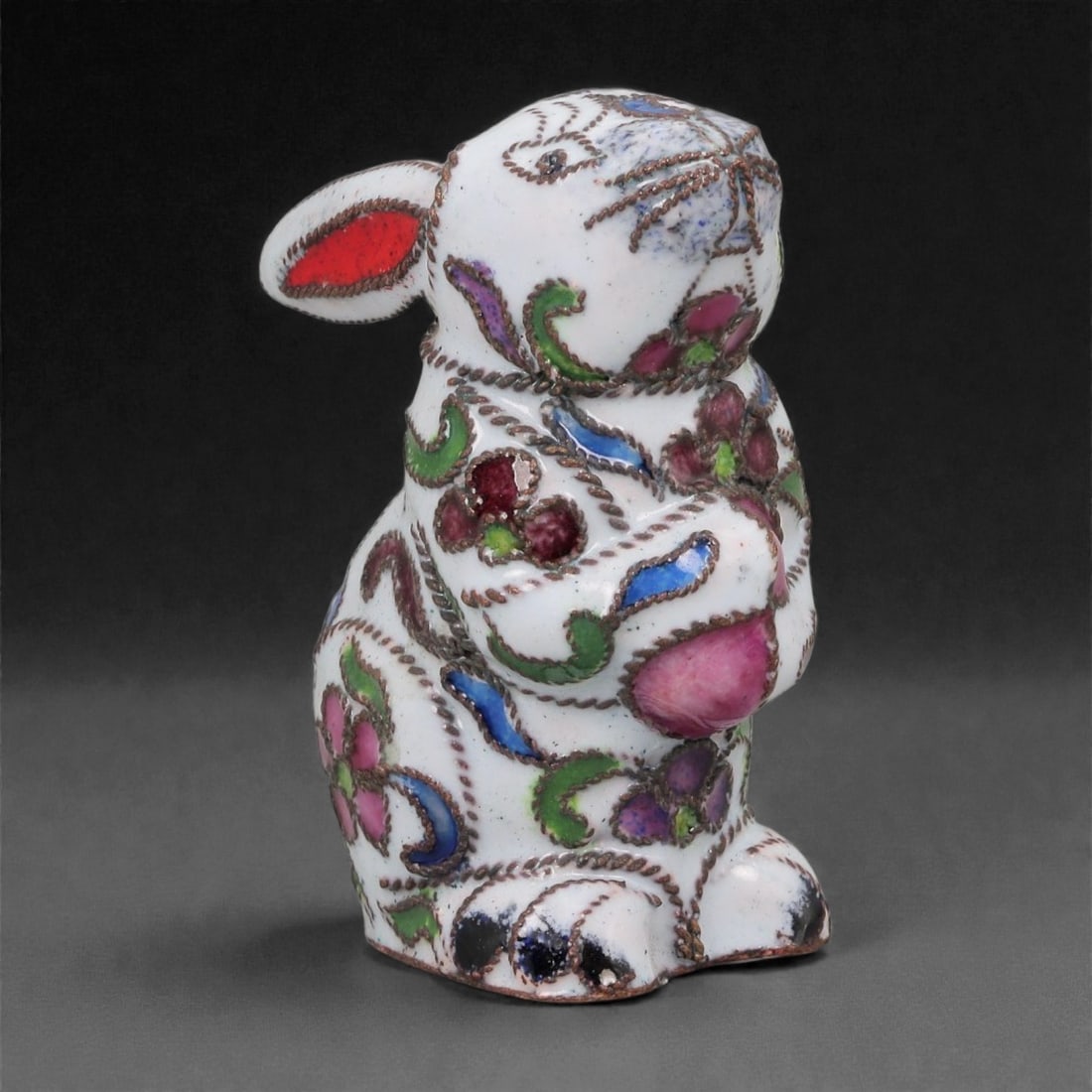 A Chinese Cloisonne Enamel Rabbit Effigy, 20th Century, 2FH (1 of 3)