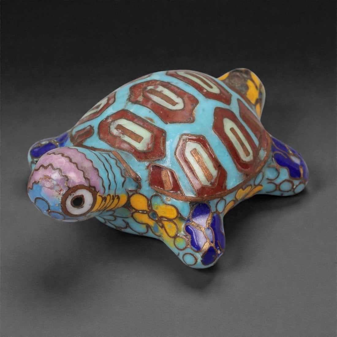 A Chinese Cloisonne Enamel Tortoise Effigy, 20th Century, 6FH (1 of 3)