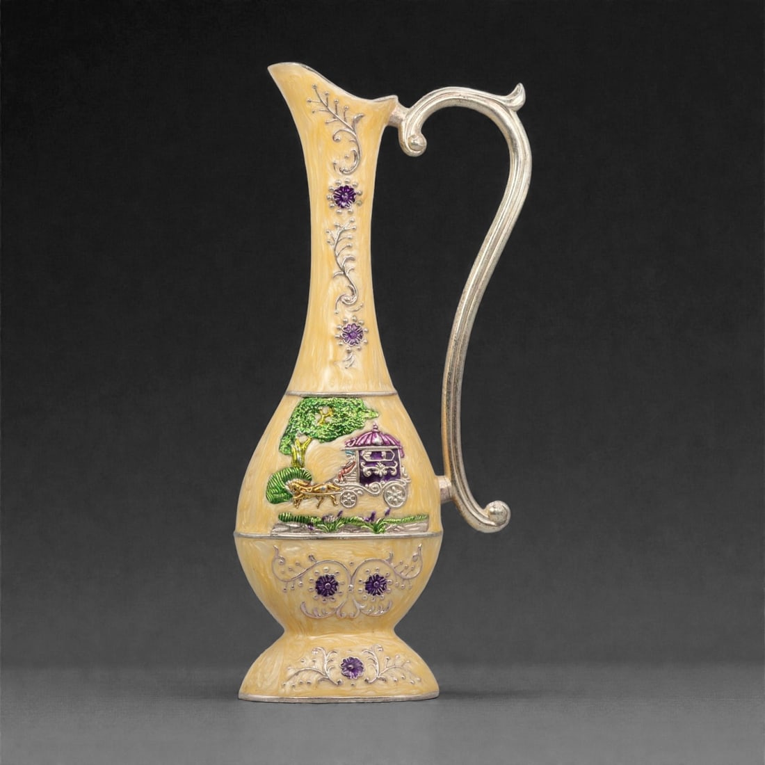 A Russian Pewter and Enamel Pitcher, 20th Century, 92YC (1 of 3)