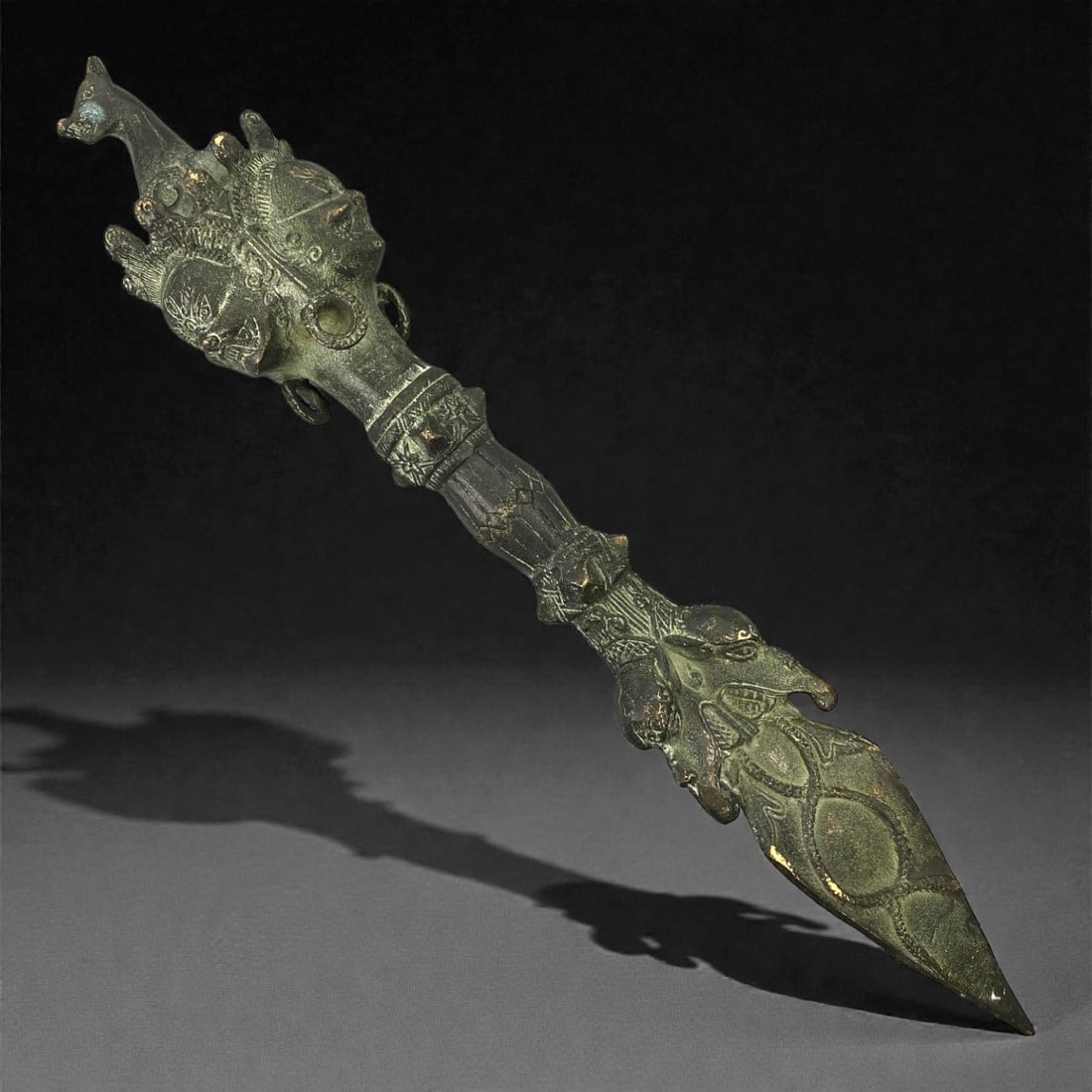 A Tibetan Bronze Ritual Dagger (Phurba), 20th Century, 70FH (1 of 5)