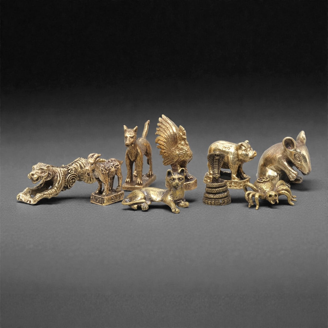 A Group of Thai Copper Alloy Animal Figures, 20th Century, 1ZG (1 of 1)