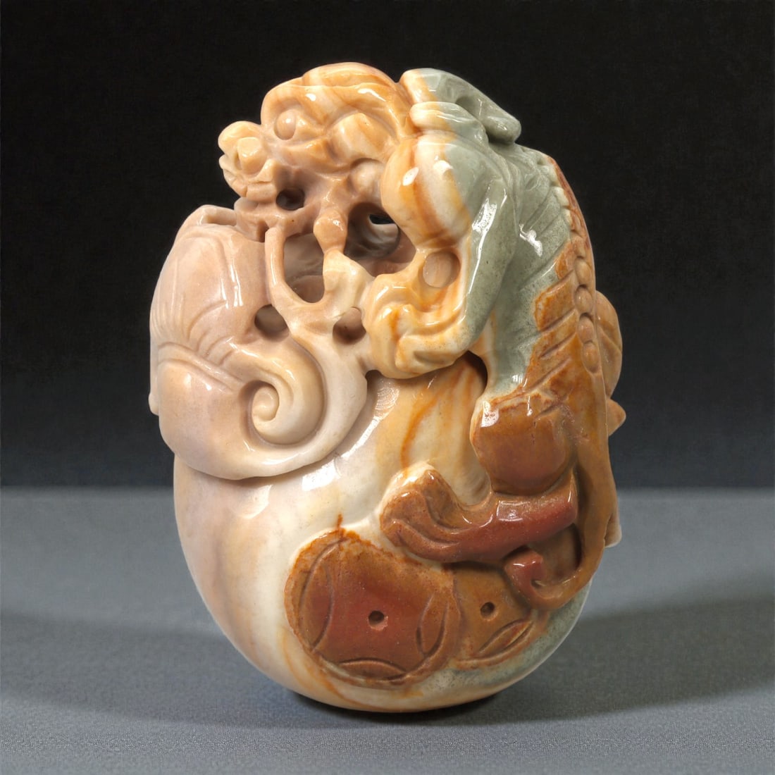 A Chinese Hardstone Mythical Beast Carving, 20th Century, 31FC (1 of 2)