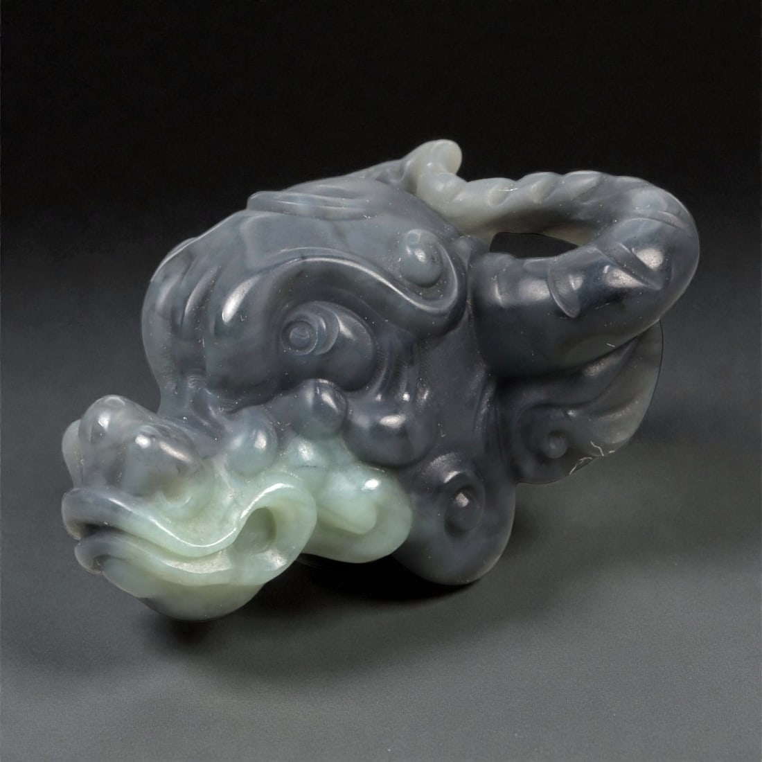 A Chinese Jade Buffalo Head Carving, 20th Century, 91FA (1 of 3)