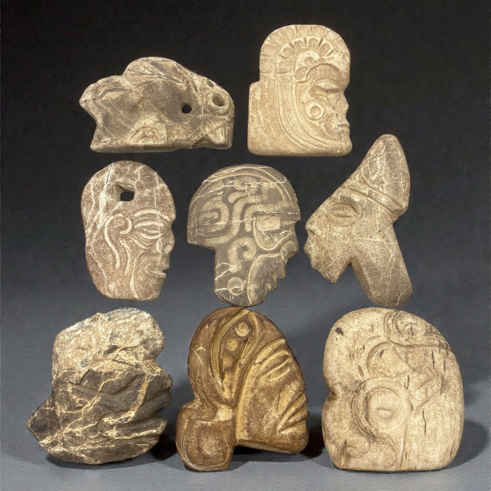 A Group of Mesoamerican Stone Sculptural Pendants, Pre-Columbian Period, 60XJ (1 of 1)