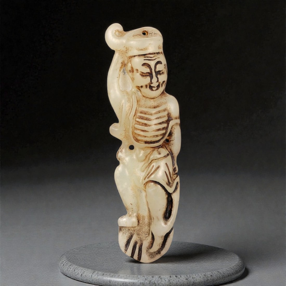 A Chinese Carved Stone Figural Pendant, 20th Century, 53FA (1 of 2)