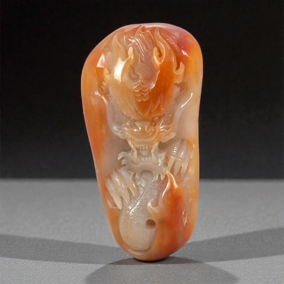 A Chinese Nephrite Jade Dragon Pendant, 20th Century, 31FB (1 of 2)