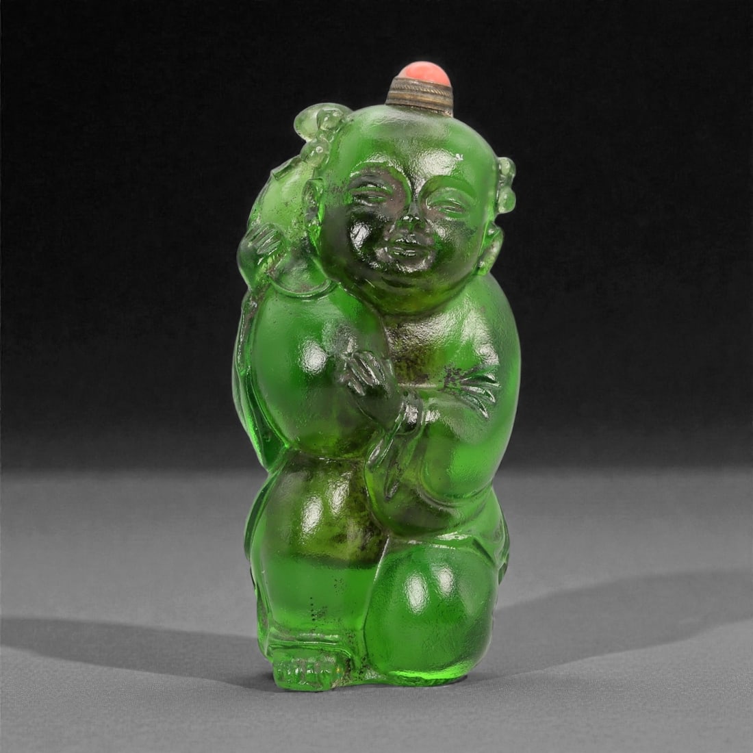 A Chinese Glass Figural Snuff Bottle, 20th Century, 69FG (1 of 3)