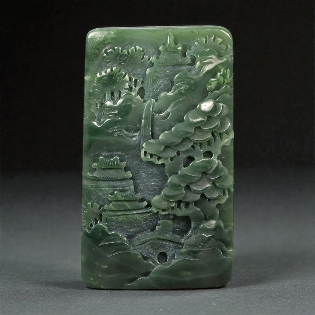 A Chinese Nephrite Jade Landscape Plaque, 20th Century, 88FC (1 of 2)
