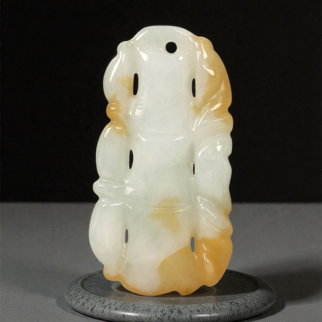 A Chinese Hetian Nephrite Jade Bamboo-Form Pendant, 20th Century, 61FA (1 of 2)