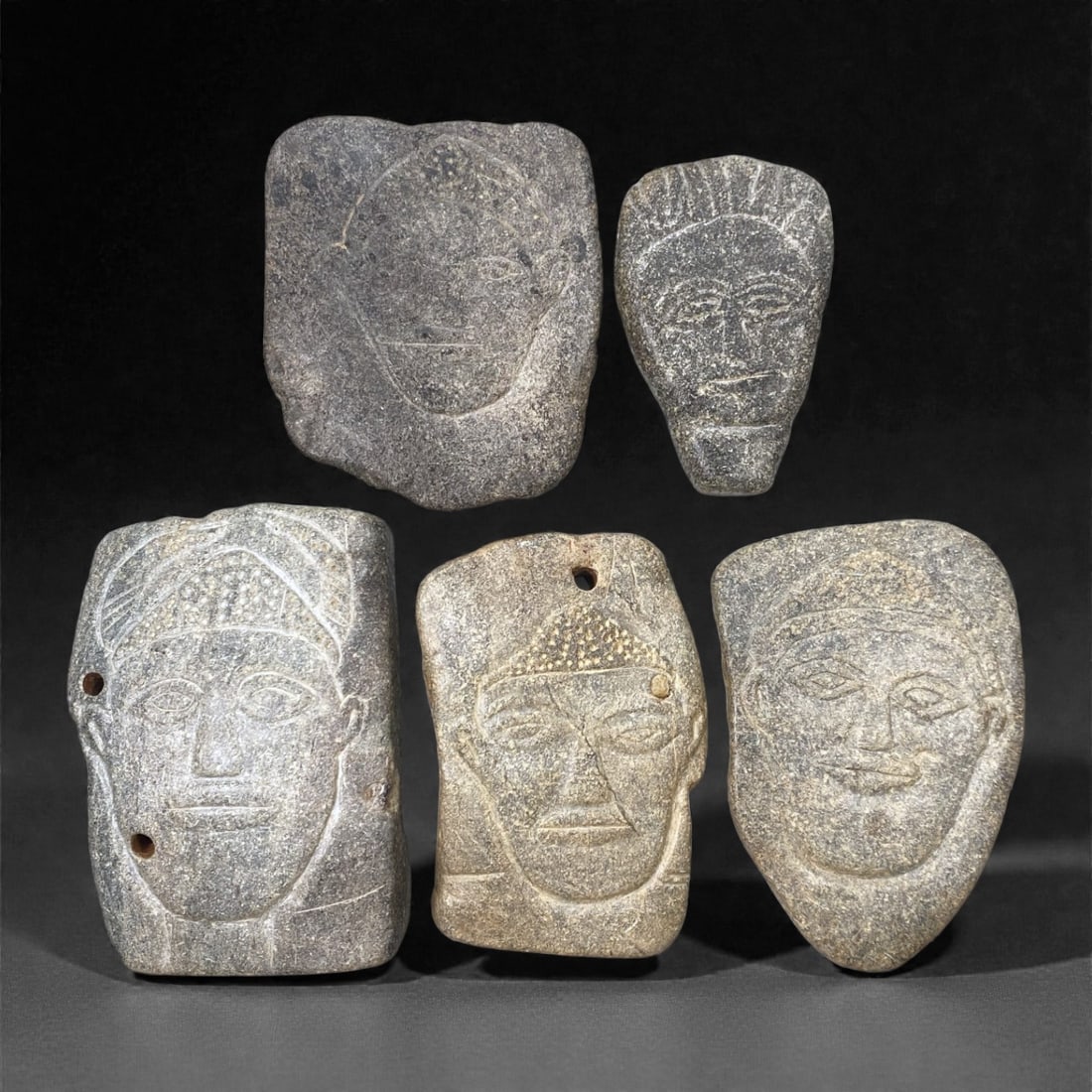 A Sino-Siberian Stone Anthropomorphic Plaque Group, Late 1st Millennium BCE, 88W (1 of 1)