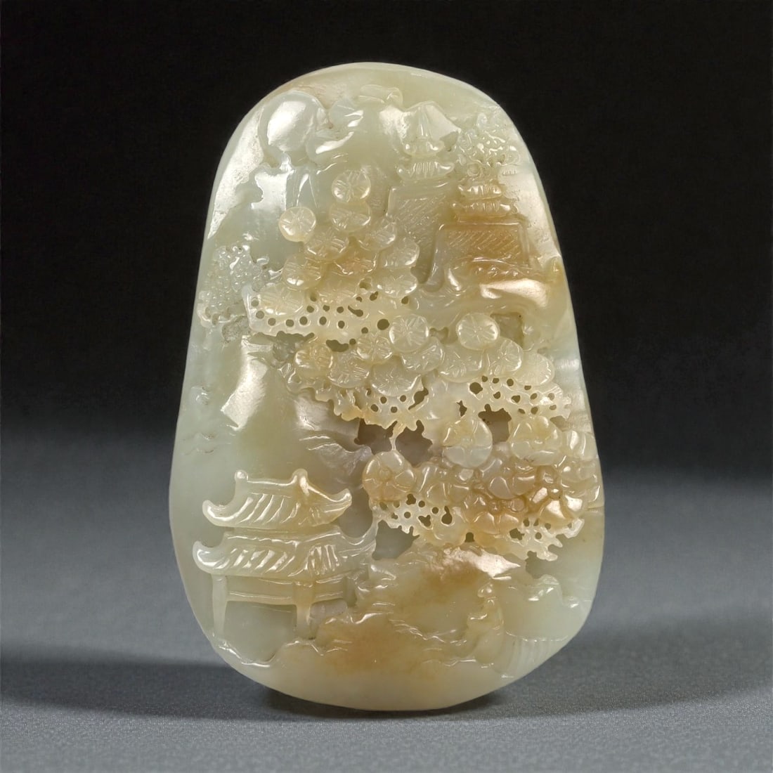 A Chinese Nephrite Jade Openwork Landscape Plaque, 20th Century, 27FA (1 of 2)