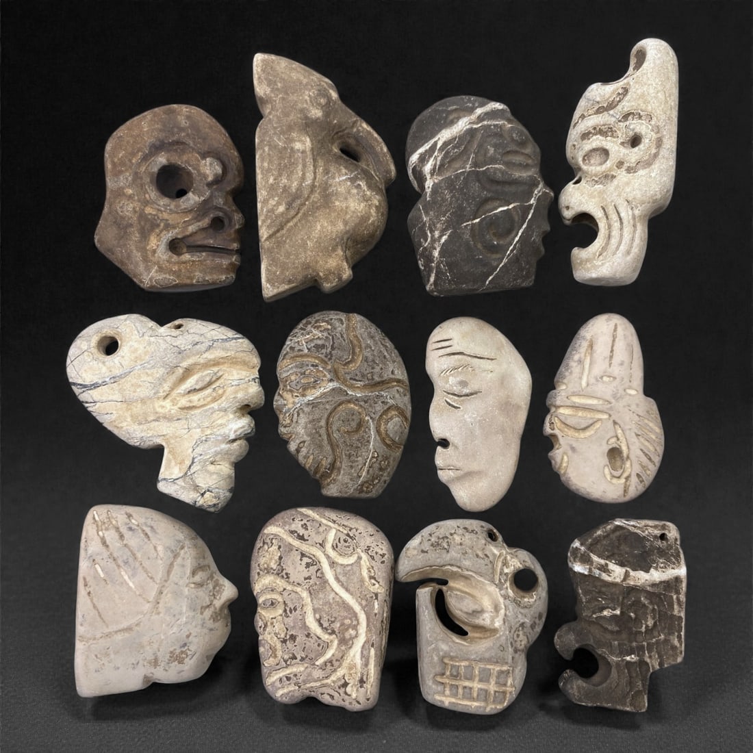 A Group of Mesoamerican Stone Sculptural Pendants, Pre-Columbian Period, 73Z (1 of 1)