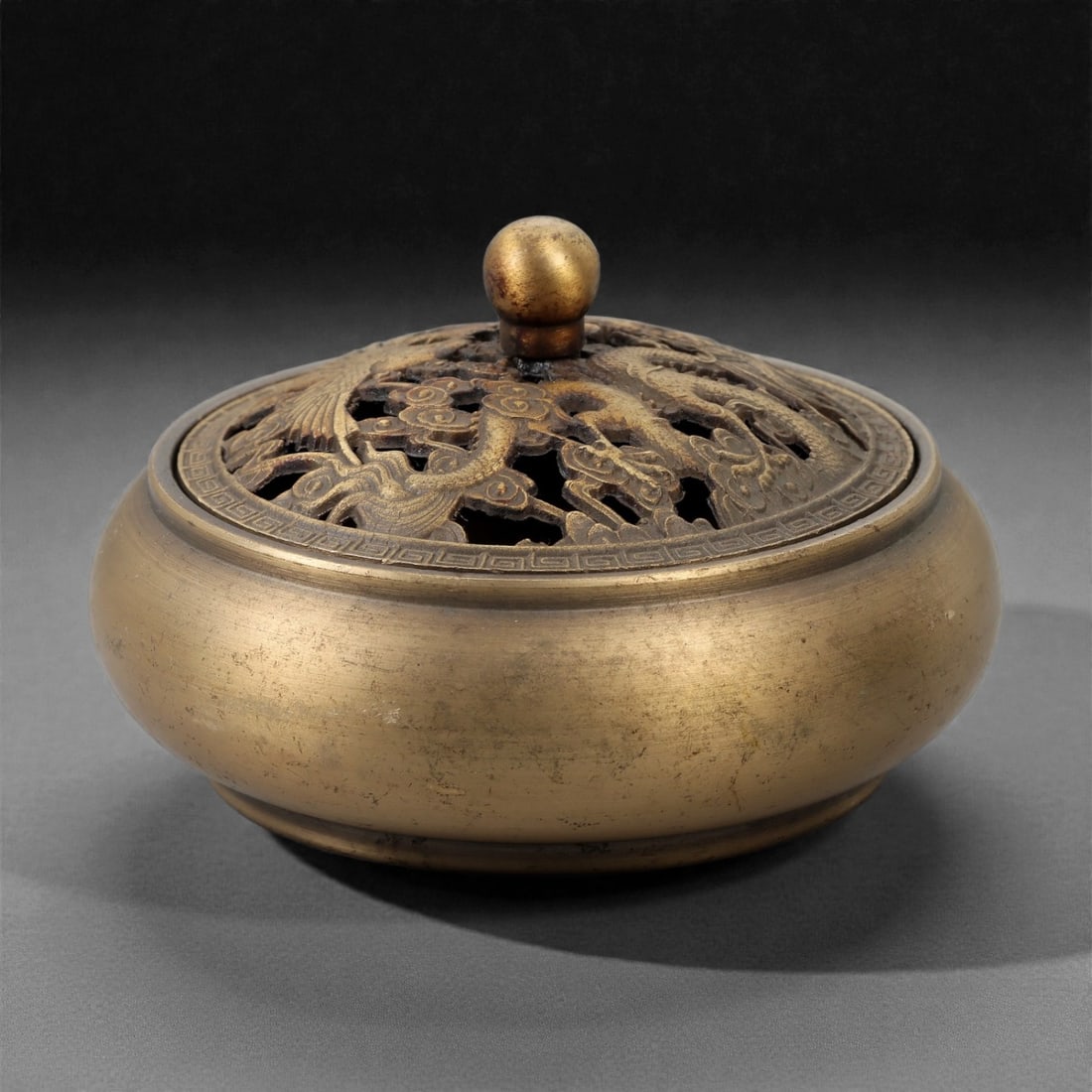 A Chinese Bronze Dragon and Phoenix Censer, 20th Century, 24FH (1 of 3)