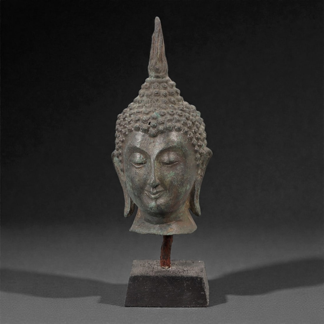 A Buddhist Bronze Head with Flame Finial, 20th Century, 18FJ (1 of 3)