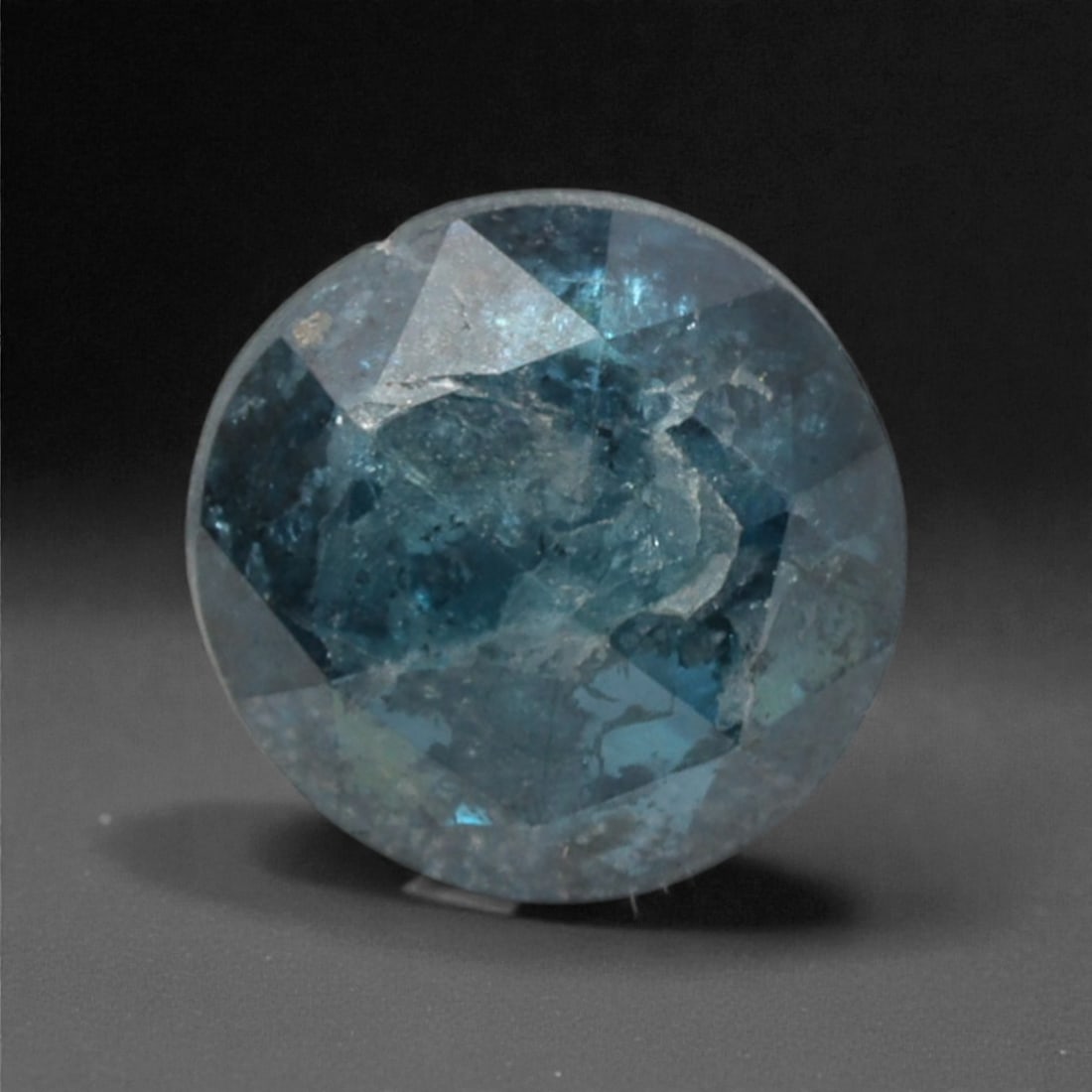0.40 Carats Fancy Blue Rose Cut Diamond - Natural Loose Gemstone, 54DA: This 0.40 carat rose cut diamond captivates with a deep, saturated fancy blue hue that radiates cool intensity from its distinctive flat, faceted surface. The classic rose cut, with its symmetrical ar