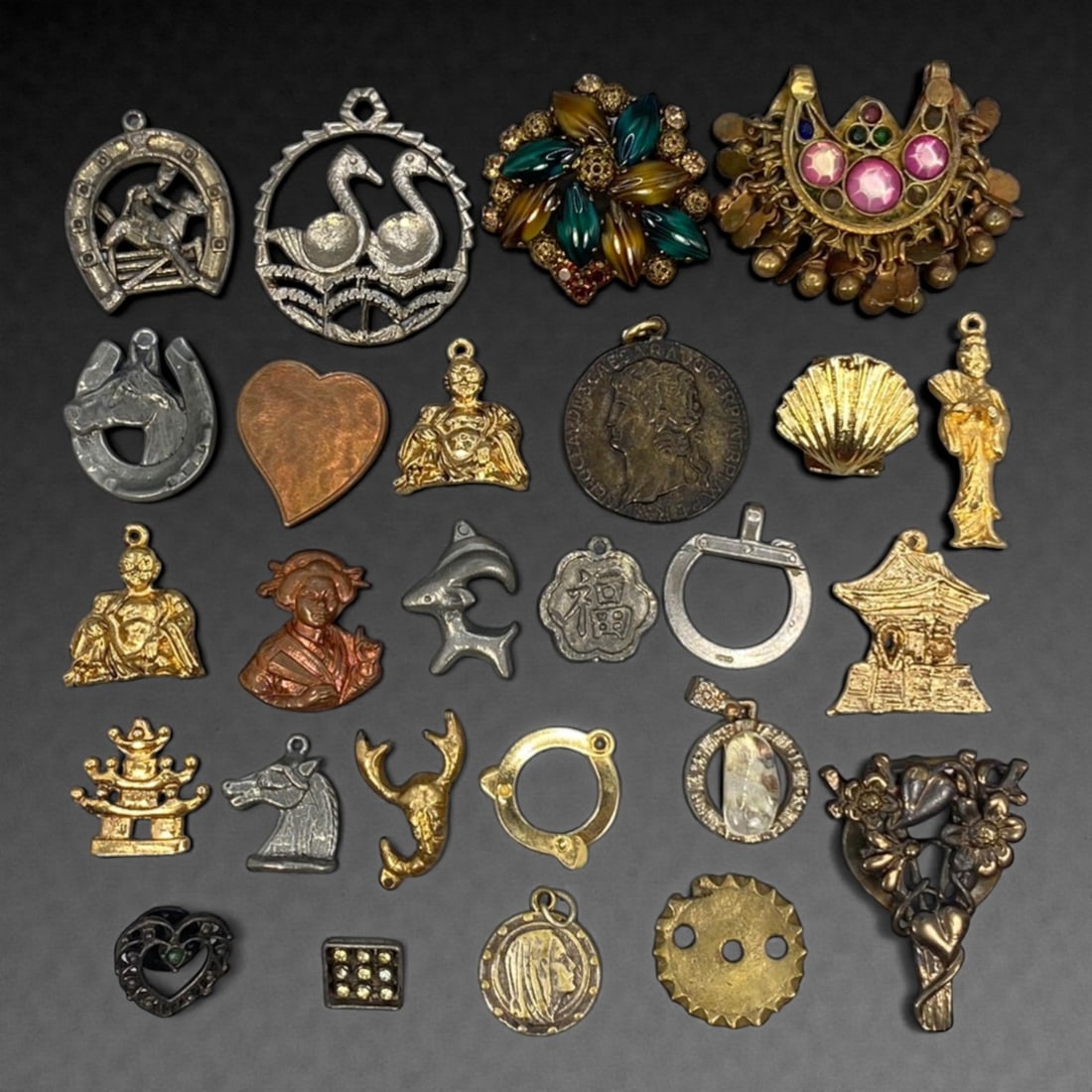 An Estate Lot of Twenty-Six Charms and Pendants, Late 20th Century, 95FK (1 of 1)