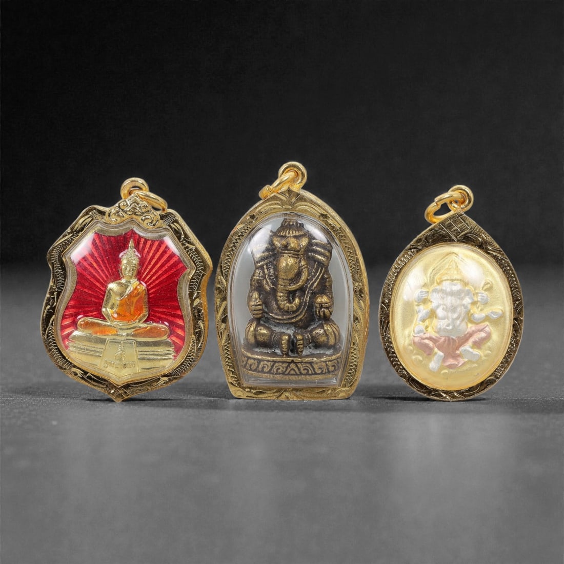 A Group of Three Thai Gilt Amulets, 20th Century, 27FL (1 of 1)