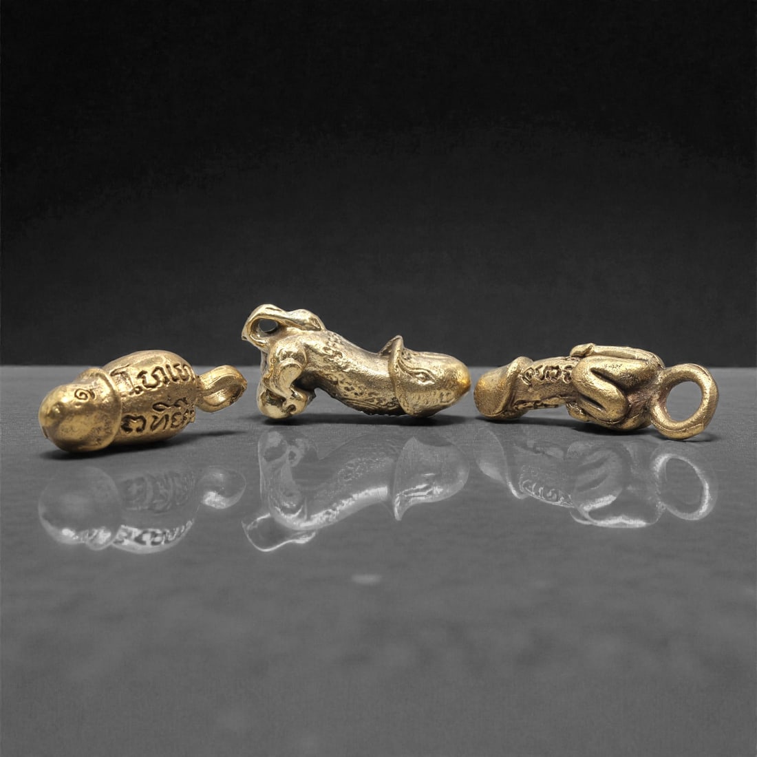 A Set of Three Thai Brass Amulet Figures, 20th Century, 60ZG (1 of 1)