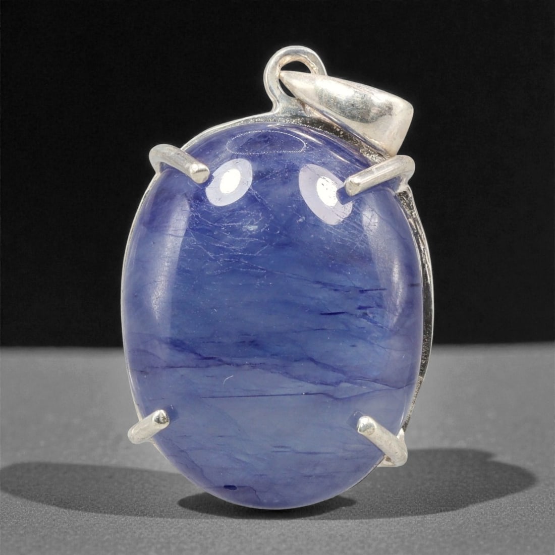 18.16 Carats Deep Blue Sapphire Cabochon Pendant - Sterling Silver Setting, 148A (1 of 1)