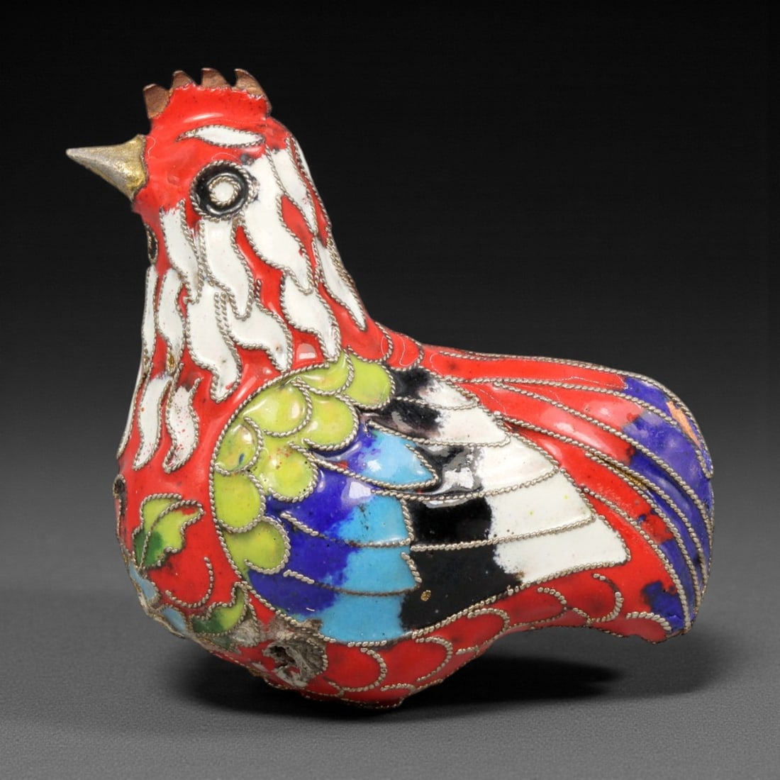 A Chinese Cloisonne Enamel Rooster Effigy, 20th Century, 79YC (1 of 2)