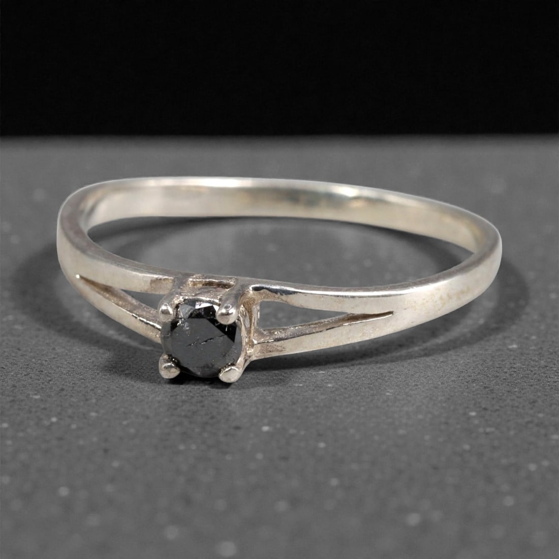 Sterling Silver (925) Ring with Black Diamond - Size 7.5 US, 125A (1 of 3)