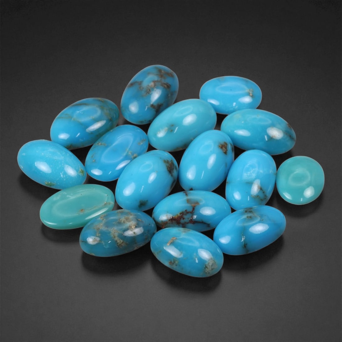 19.08 Carats Bright Blue Turquoise Cabochon Lot - Natural 10 mm Oval Stones, 40XC (1 of 1)