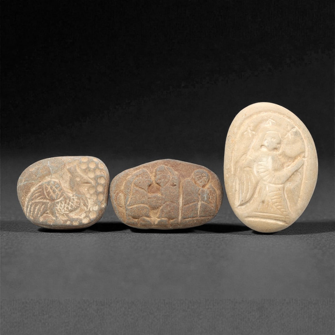 A Group of Three Christian Period Stone Carving Reliefs, 4th-7th Century CE, 93ZG (1 of 1)