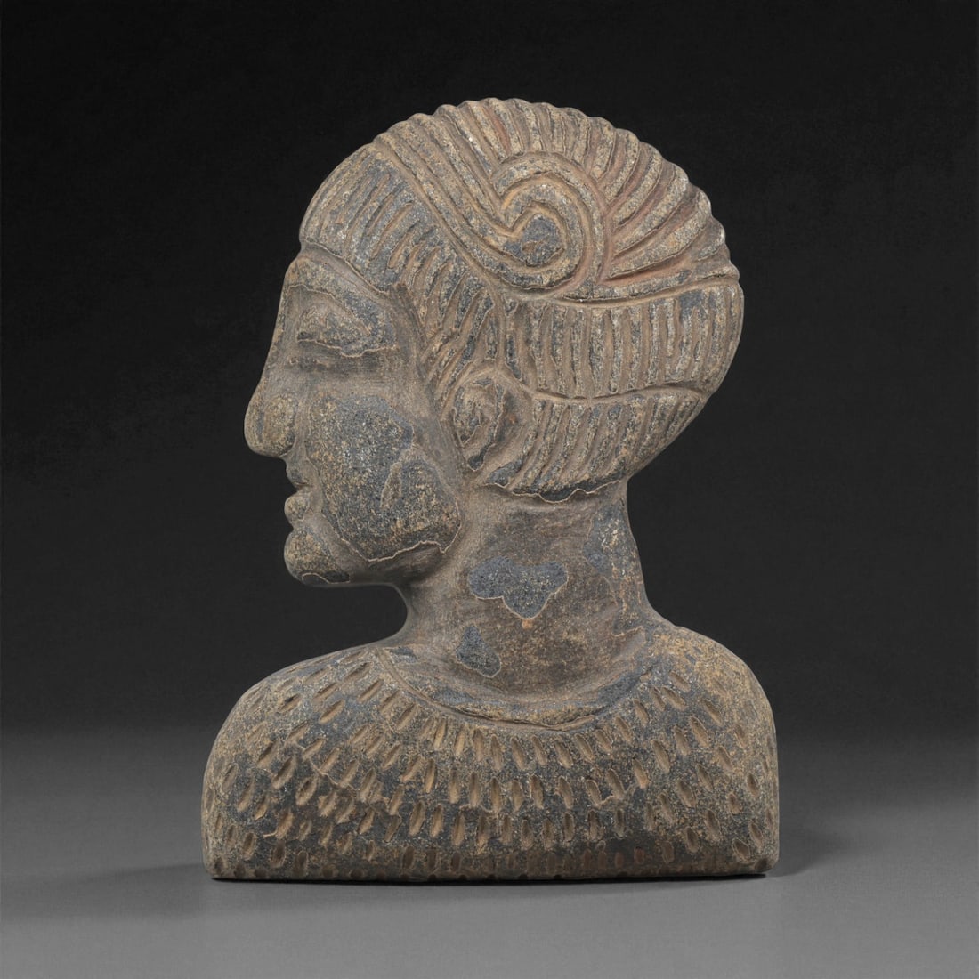 An Indo-Parthian Stone Bust Plaque, 1st-3rd Century CE, 40ZA (1 of 2)