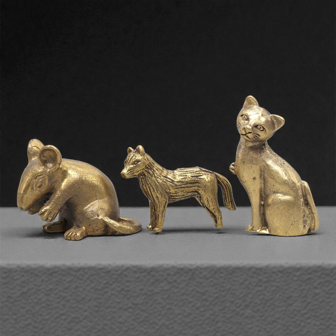 A Set of Three Thai Brass Animal Figures, 20th Century, 75ZG (1 of 1)