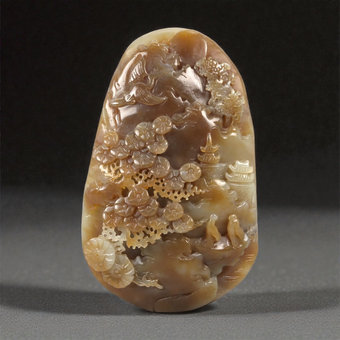 A Chinese Hetian Jade Carved Landscape Plaque, 20th Century, 31YA (1 of 2)