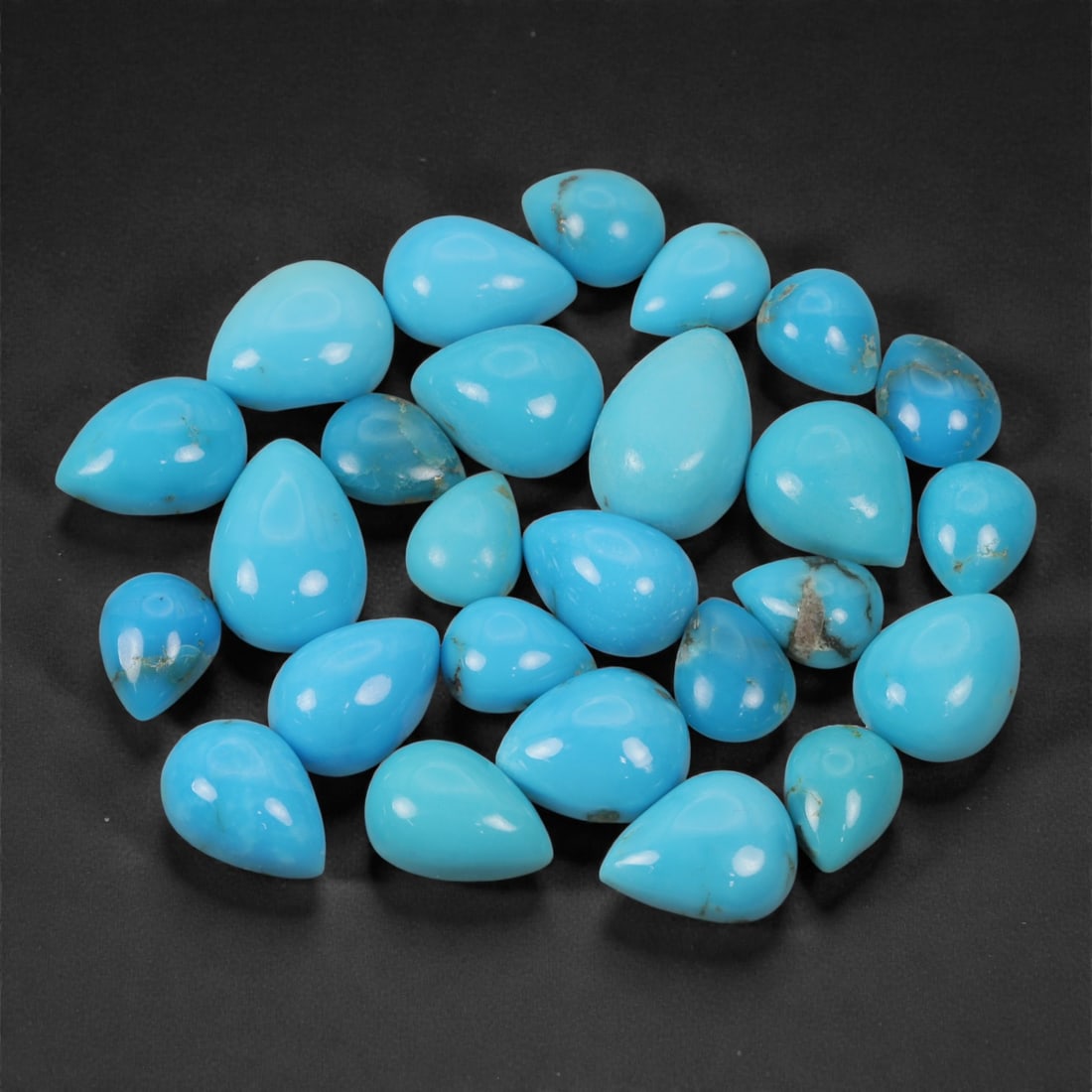 38.62 Carats Pear-Shaped Sky Blue Turquoise Lot - Natural Persian-Style Cabochons, 39XJ (1 of 1)