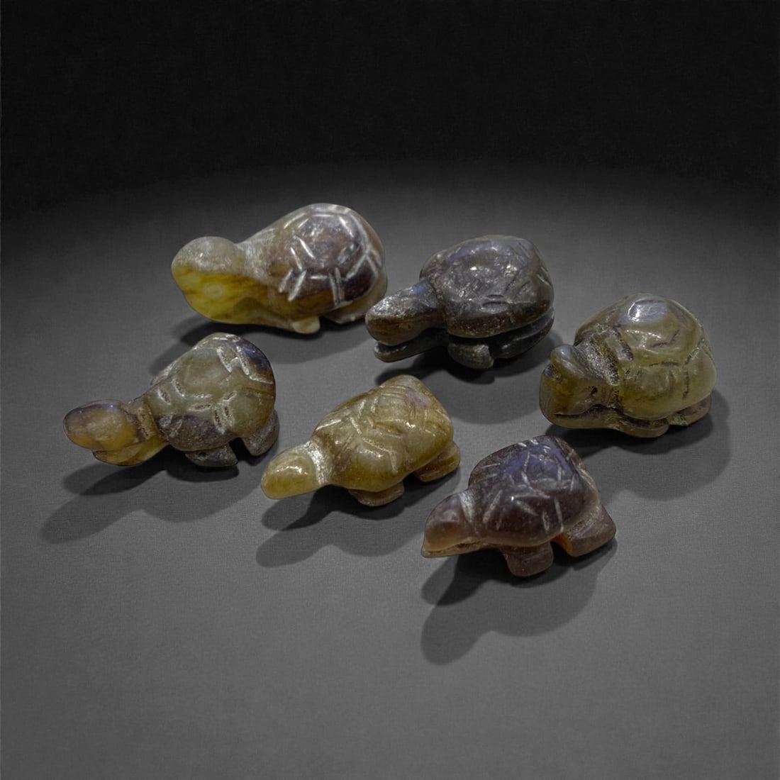 A Group of Six Chinese Jade Tortoise Figures, 17g, 84AA (1 of 1)