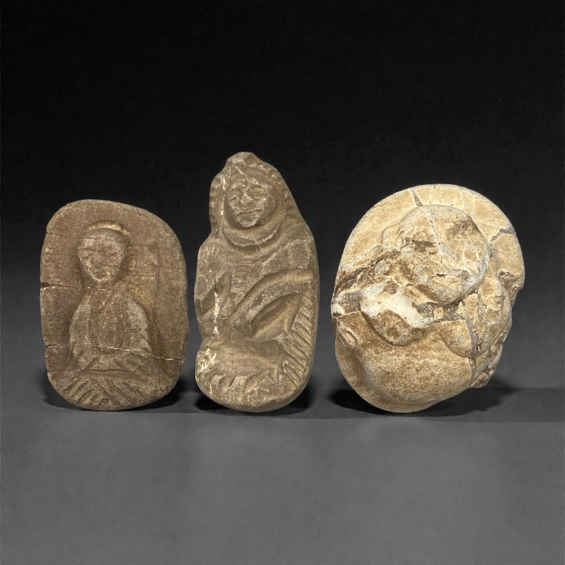 A Group of Three Edo Period Buddhist Stone Carvings, 17th-19th Century, 1FN (1 of 1)