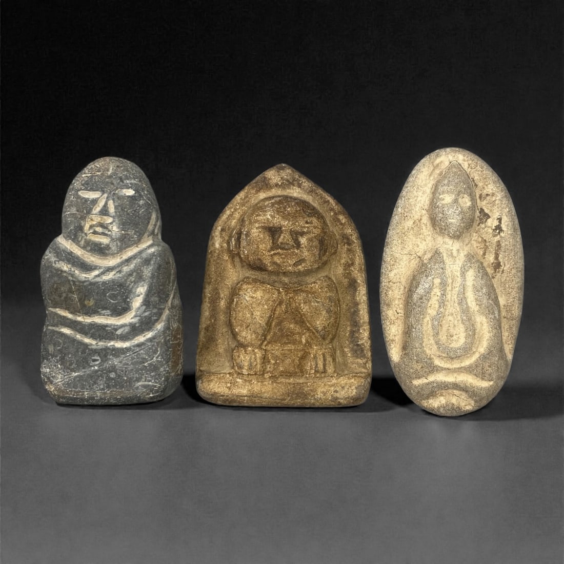 A Group of Three Edo Period Buddhist Stone Carvings, 17th-19th Century, 7FN (1 of 1)