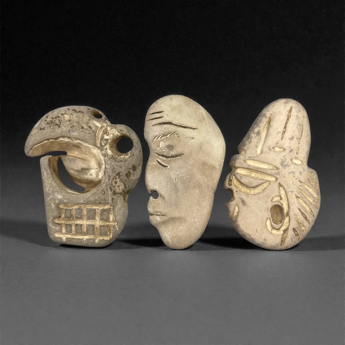 A Group of Three Pre-Columbian Stone Zoomorphic Heads, 10th-15th Century, 20FN (1 of 1)