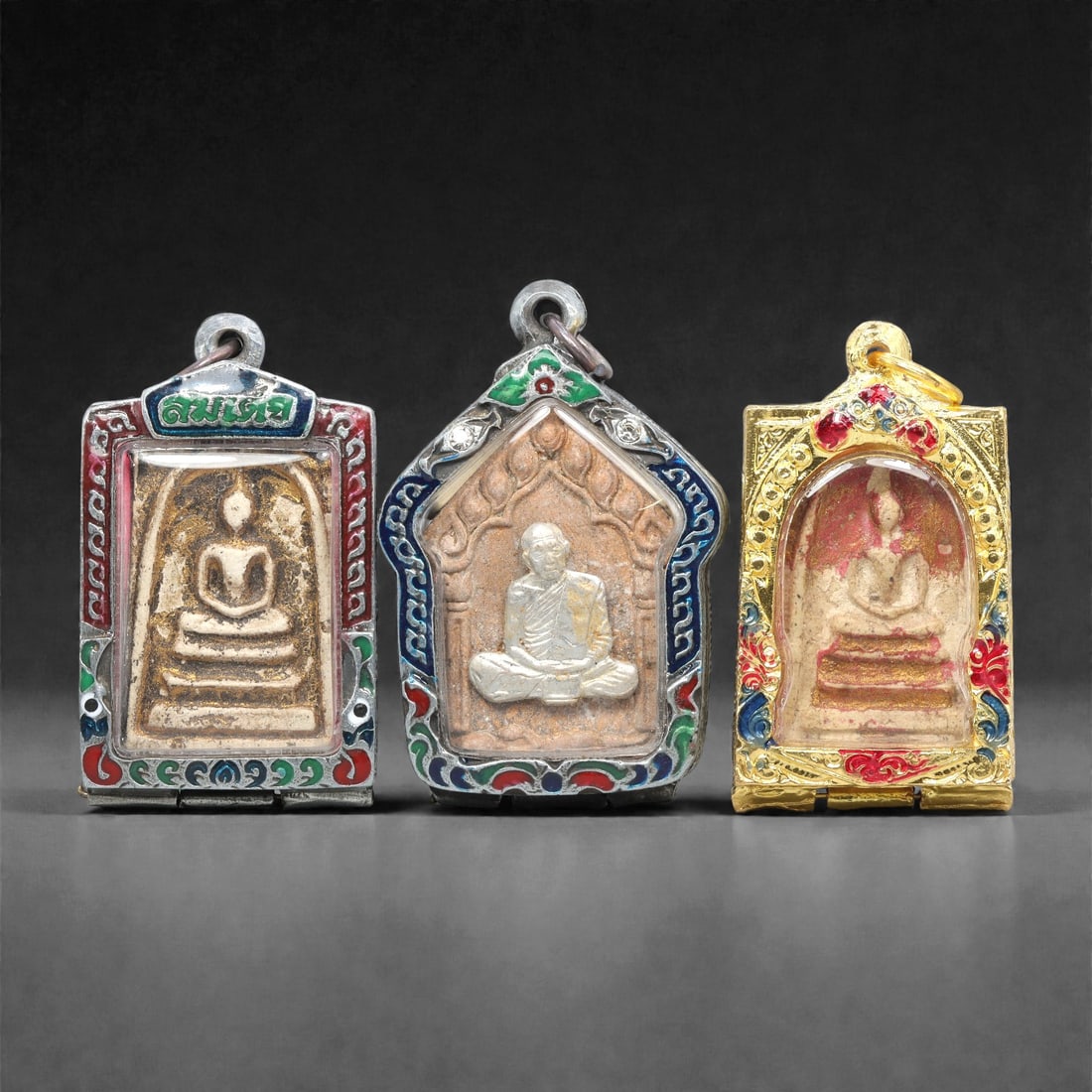 A Group of Three Thai Terracotta Amulets, 20th Century, 87XJ (1 of 1)