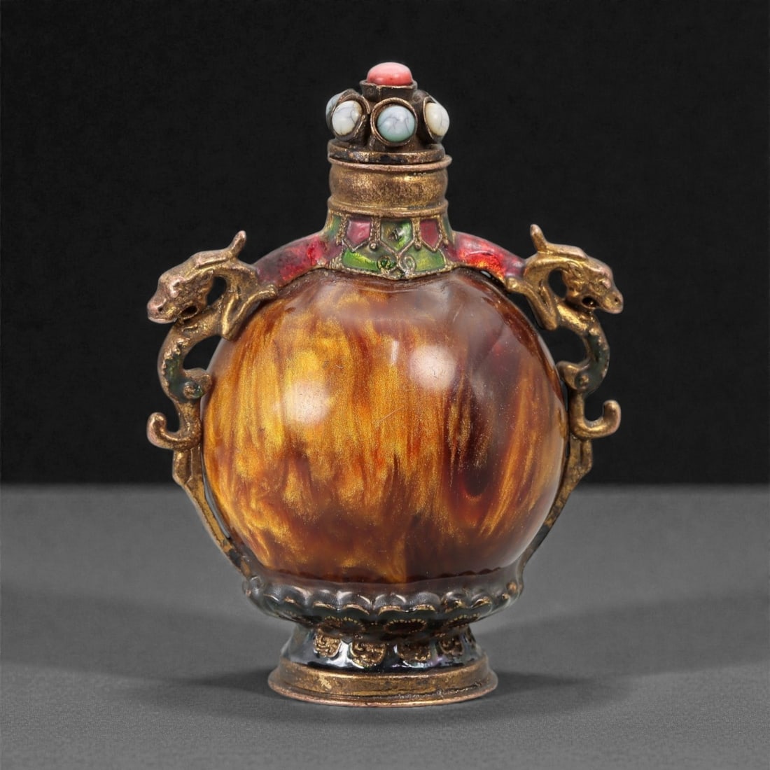 A Chinese Resin and Brass Snuff Bottle, 20th Century, 20FG (1 of 3)