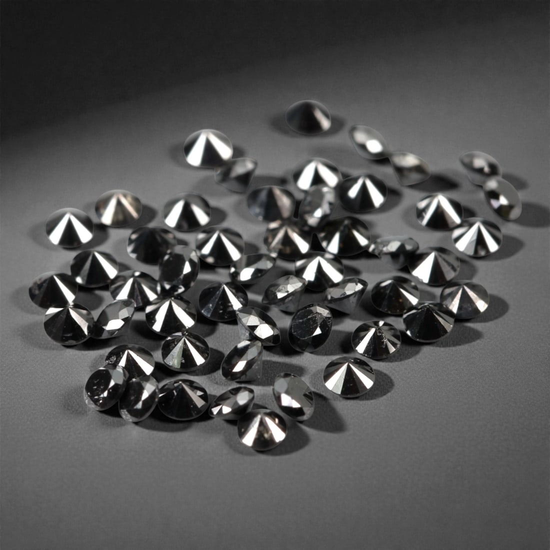 50 Pieces Black Diamond Parcel - Round Brilliant Cut, 1.7mm, 161A (1 of 1)