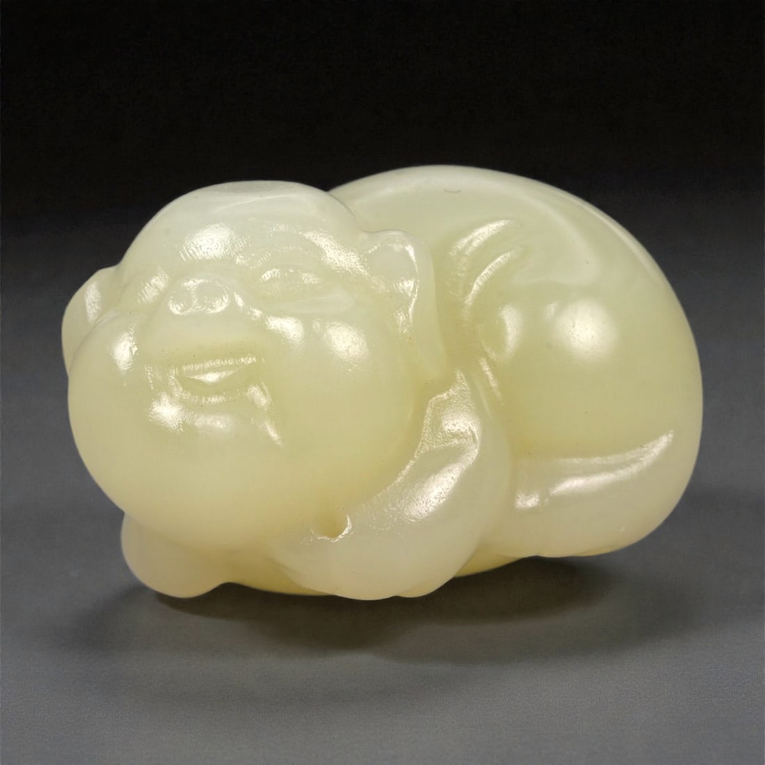 A Chinese Pale Celadon Nephrite Jade Pig Carving, 20th Century, 92FA (1 of 3)