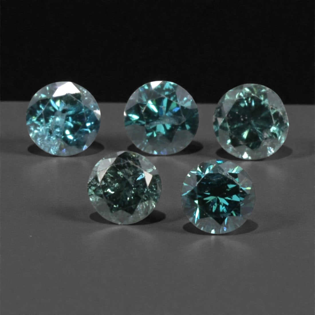 5 Pieces Irradiated Blue Diamond Parcel - Round Brilliant Cut, 2.4mm, 248A (1 of 1)
