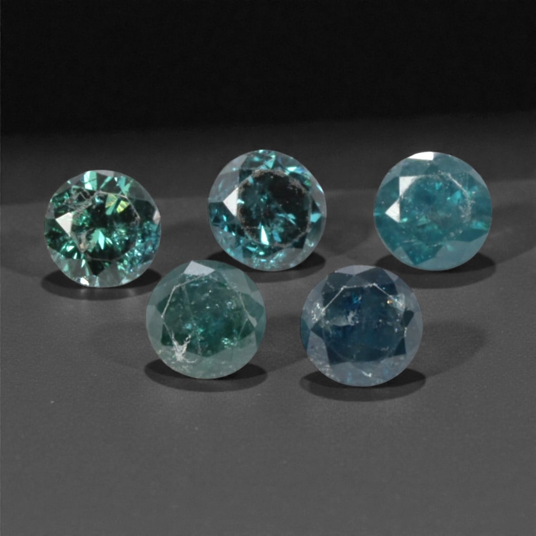5 Pieces Irradiated Blue Diamond Parcel - Round Brilliant Cut, 2.4mm, 241A (1 of 1)