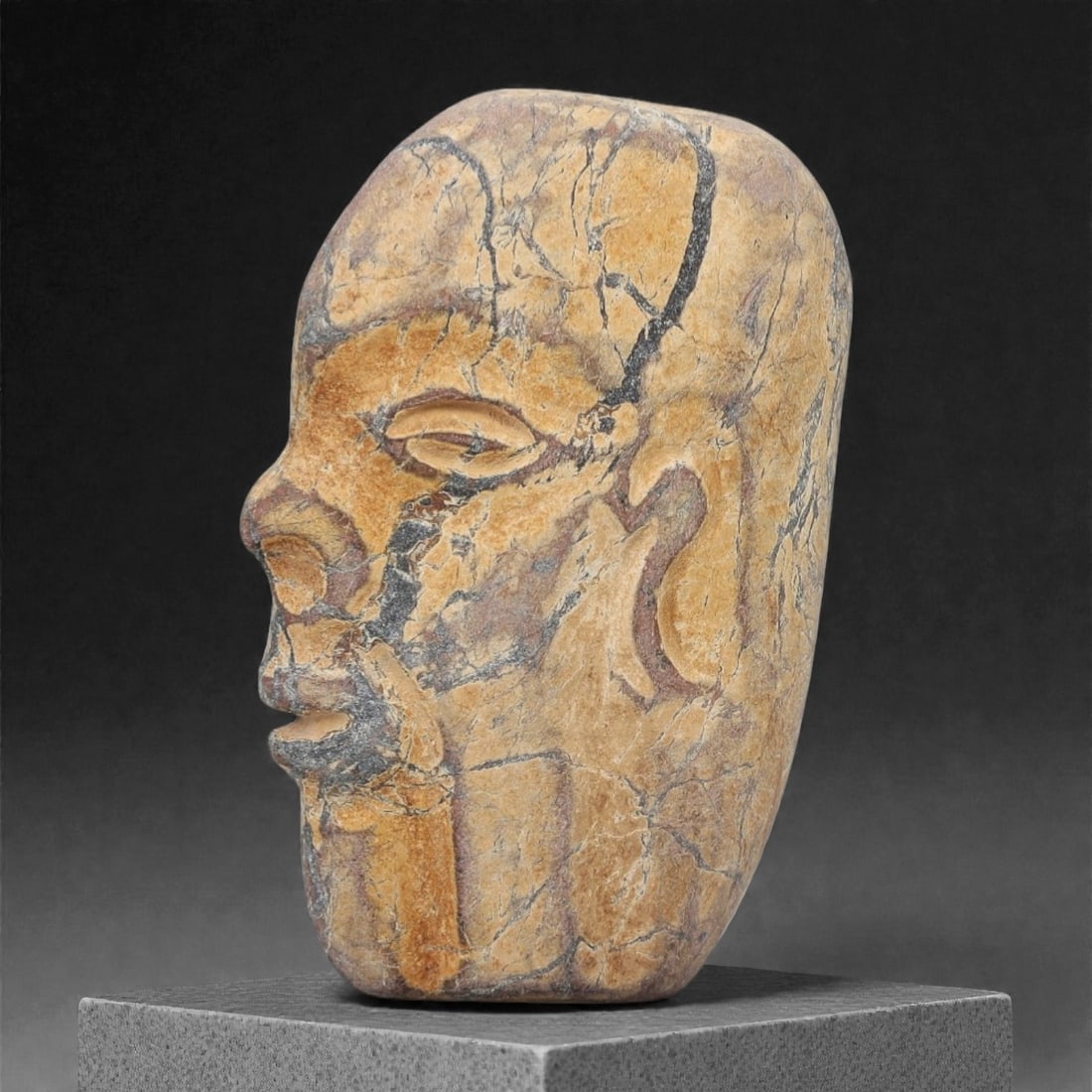 A Pre-Columbian Stone Head Fragment, 10th-15th Century, 44FM (1 of 2)