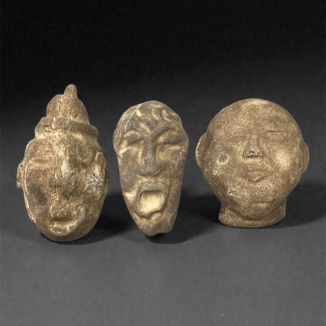 A Group of Three Ancient Stone Masks, 1st Millennium BCE - 1st Millennium CE, 67FM (1 of 1)