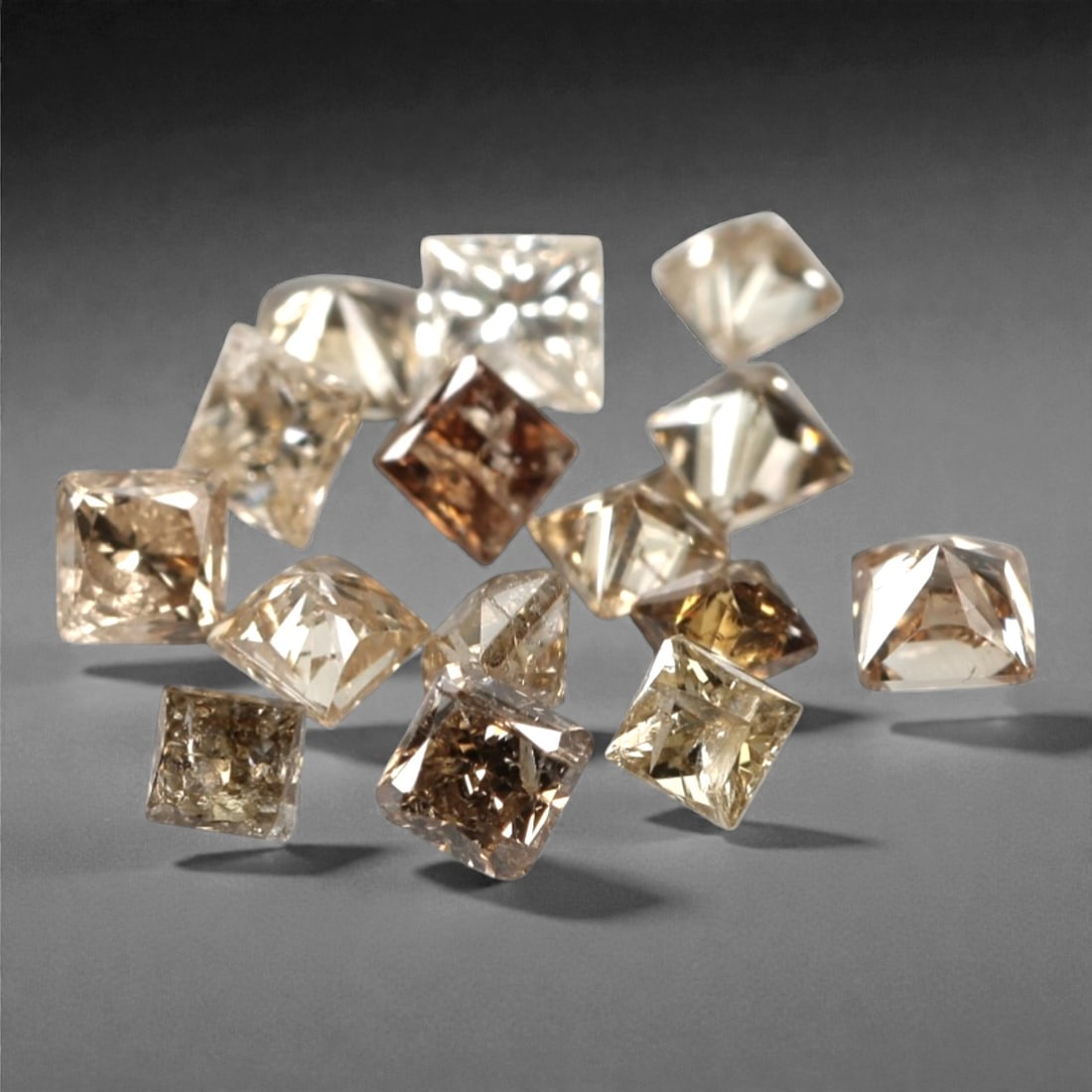 0.54ct 15 Pieces Champagne Diamond Parcel - Princess Cut, 220A (1 of 1)