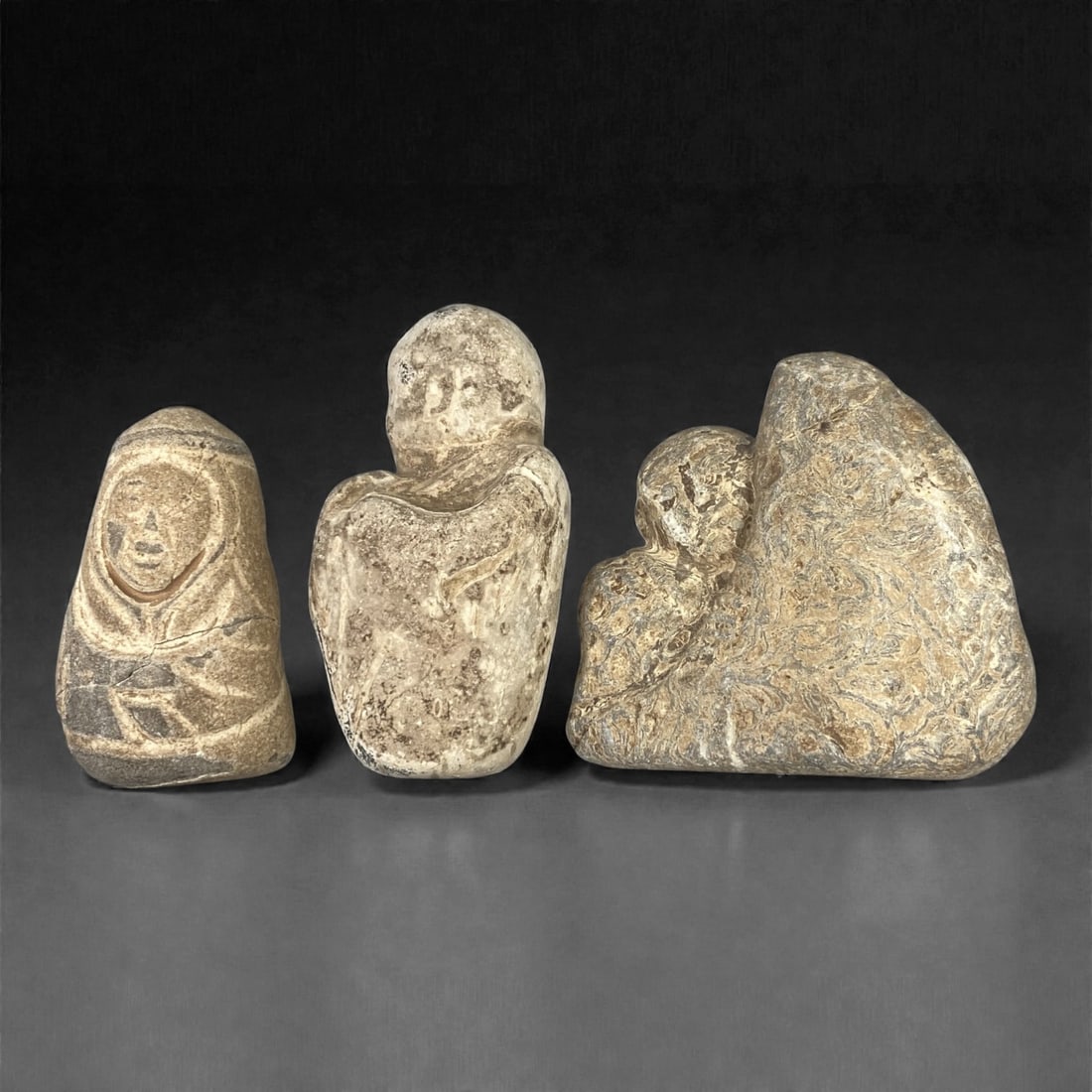 A Group of Three Edo Period Buddhist Stone Carvings, 17th-19th Century, 55FM (1 of 1)