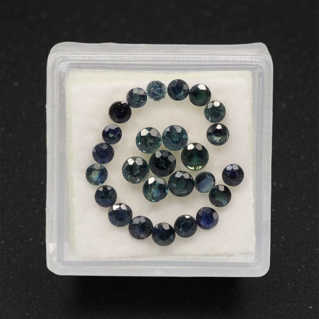 4.24 Carats Teal-Blue Parti Sapphire Parcel - Natural Australian Stones, 82XK: This luminous parcel of parti sapphires glows with a harmonious blend of cool teal, soft blue-green, and subtle sky-blue tones, each round, faceted stone exhibiting delicate color zoning that shifts g