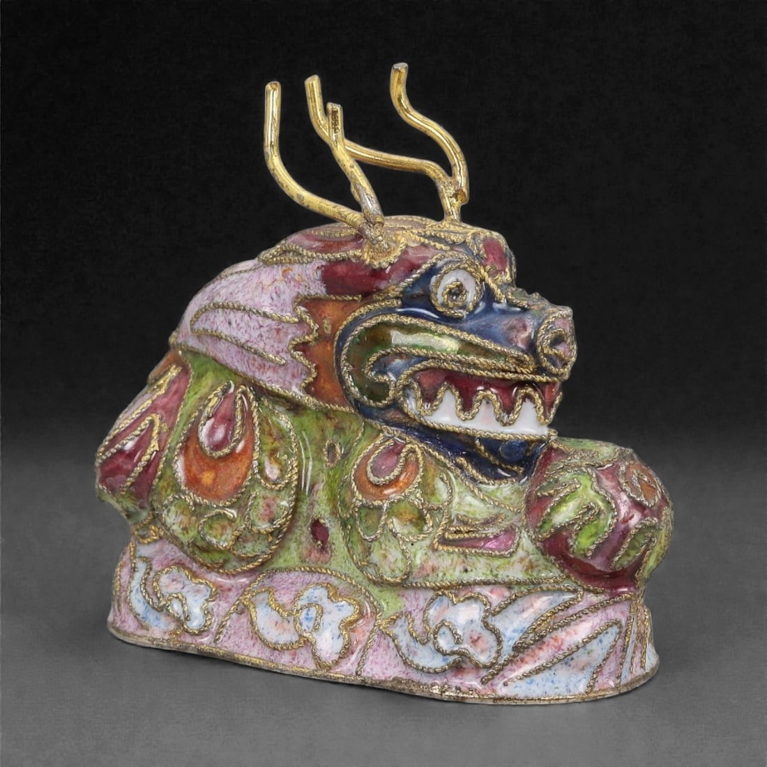 A Chinese Cloisonne Enamel Dragon Effigy, 20th Century, 5FH (1 of 3)