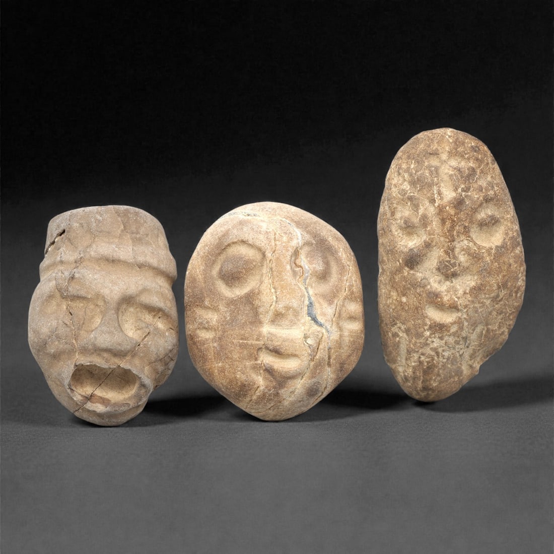 A Group of Three Ancient Near Eastern Stone Maskettes, 2nd-1st Millennium BCE, 97ZG (1 of 1)